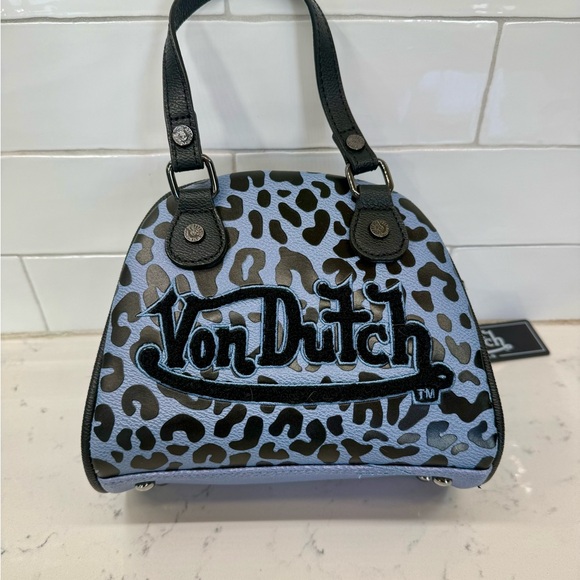 Von Dutch Blue and Black Leopard Print Bag - Picture 2 of 8